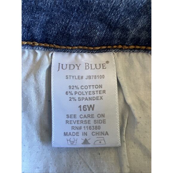 Judy Blue Jeans 16W Capri Fit Jeans Medium Wash Distressed Stretch Casual 22"Leg - Picture 12 of 16